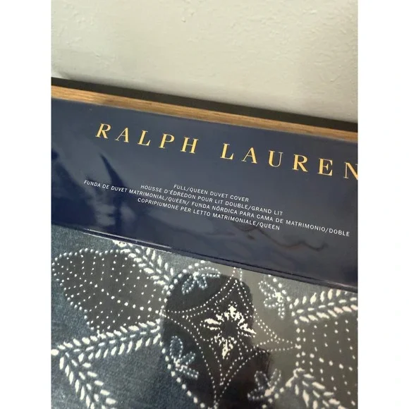 Ralph Lauren Home Francois Full Queen Duvet Cover Navy Blue 100% Cotton New - Picture 4 of 10